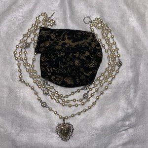 VSA Magdalena Pearl Necklace with Medallion and VSA Pouch